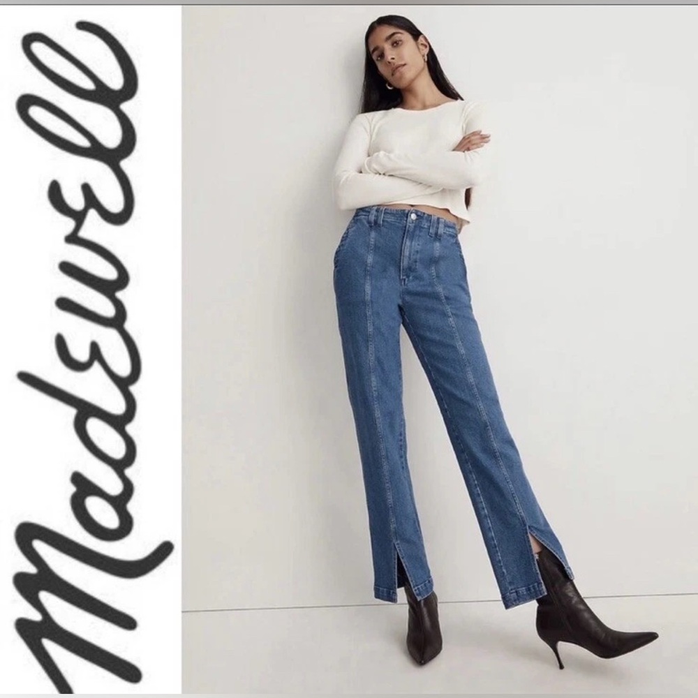 Madewell Perfect Vintage Jean High Rise Split Hem Denim Mom Jeans Classic Casual